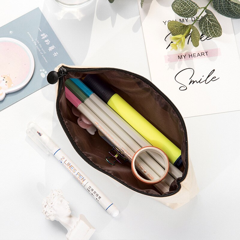 1 unidad de estuche de lápices Kawaii, bolsa de lápices de lona para plantas y flores, gran bolsa de almacenamiento, artículos de papelería para estudiantes útiles escolares para niños, para niños