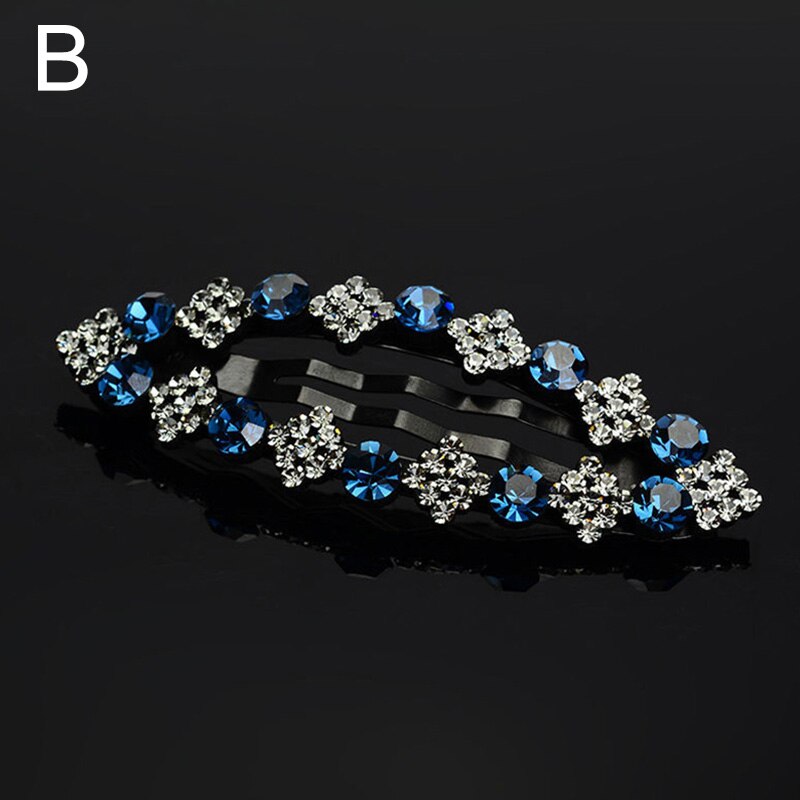 Moda kobiety błyszczący kryształ górski spinki Barrettes dziewczyna śliczne geometryczne spinki do włosów koraliki Hairgrip akcesoria do włosów: B