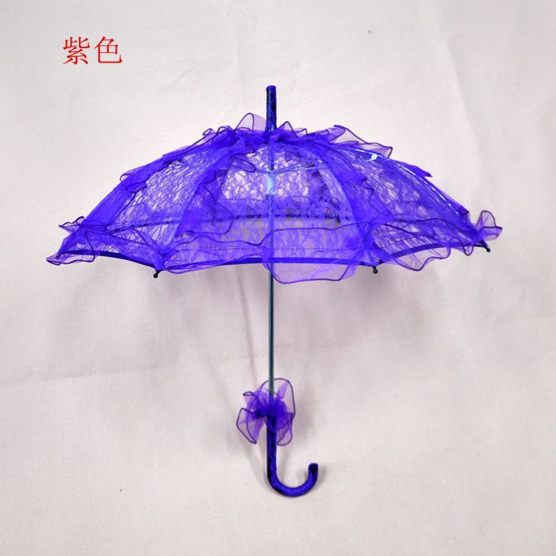 Vintage púrpura Azul Rojo Negro blanco marfil encaje Manual boda paraguas nupcial Parasol paraguas accesorios para boda barato