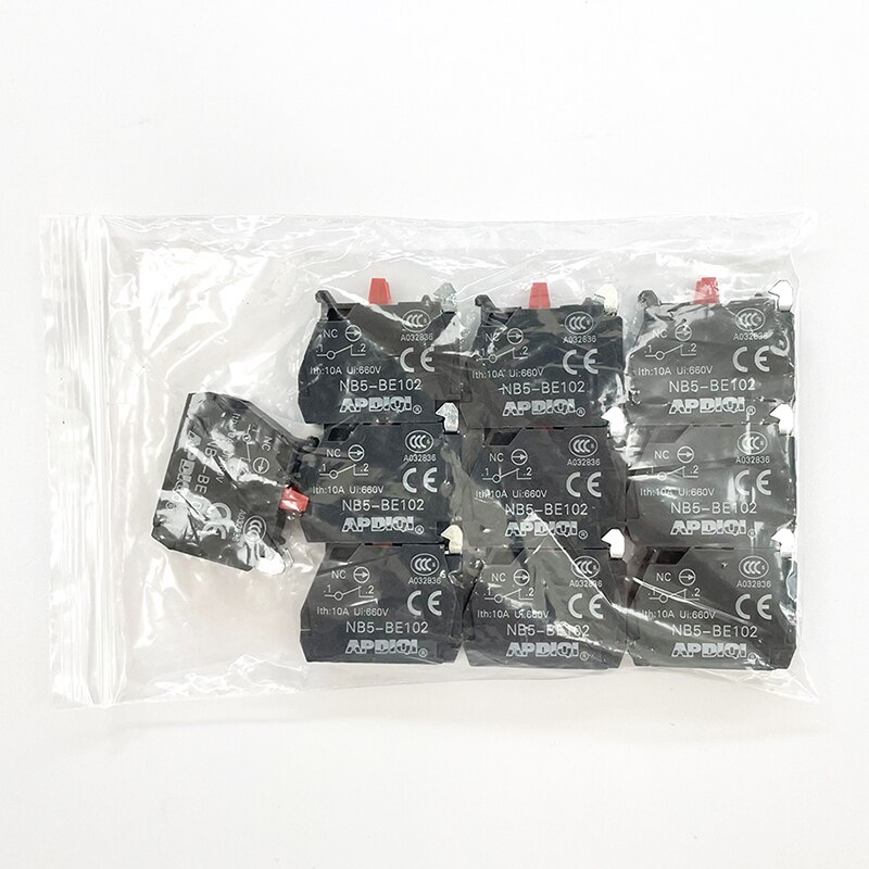 Bloc de Contact XB5 normalement ouvert et fermé, pièces de commutateur, NO vert NC rouge BE101 BE102 ZB5 APDIQI 22MM ZBEE-101 10 pièces