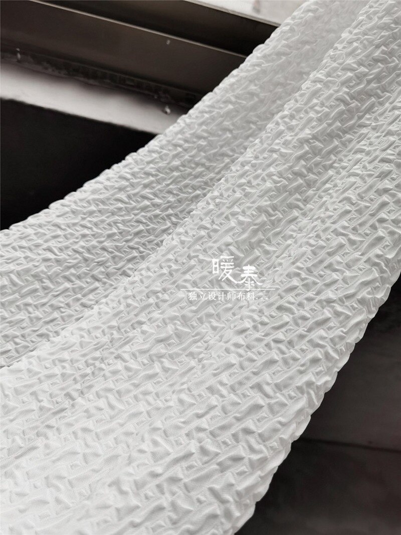 Unique Chiffon Pleated Fabric Geometric Figure Texture Black White DIY Decor Props HanFu Skirt Gown Sewing Dress Fabric