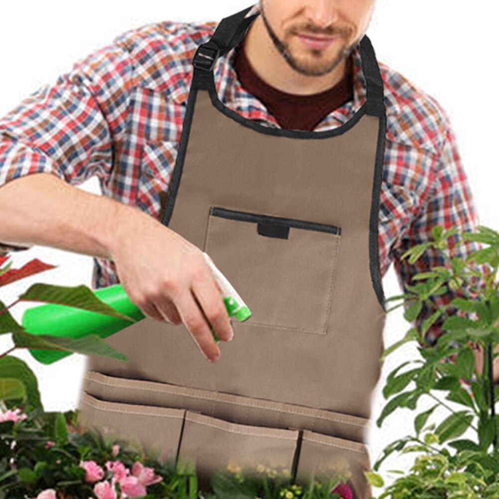 Garden Apron Utility Canvas Heavy Duty Work Apron Protective Waterproof Apron Cross-Back Straps Adjustable Gardener Woman Tool