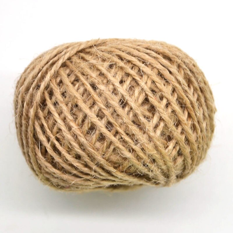 30m/ rull 2mm jute tau snorker hamp bånd rustikk bryllup innpakning rekvisita emballasje hyssing snorker scrapbooking gjør-det-selv håndverk: R01 naturfarger