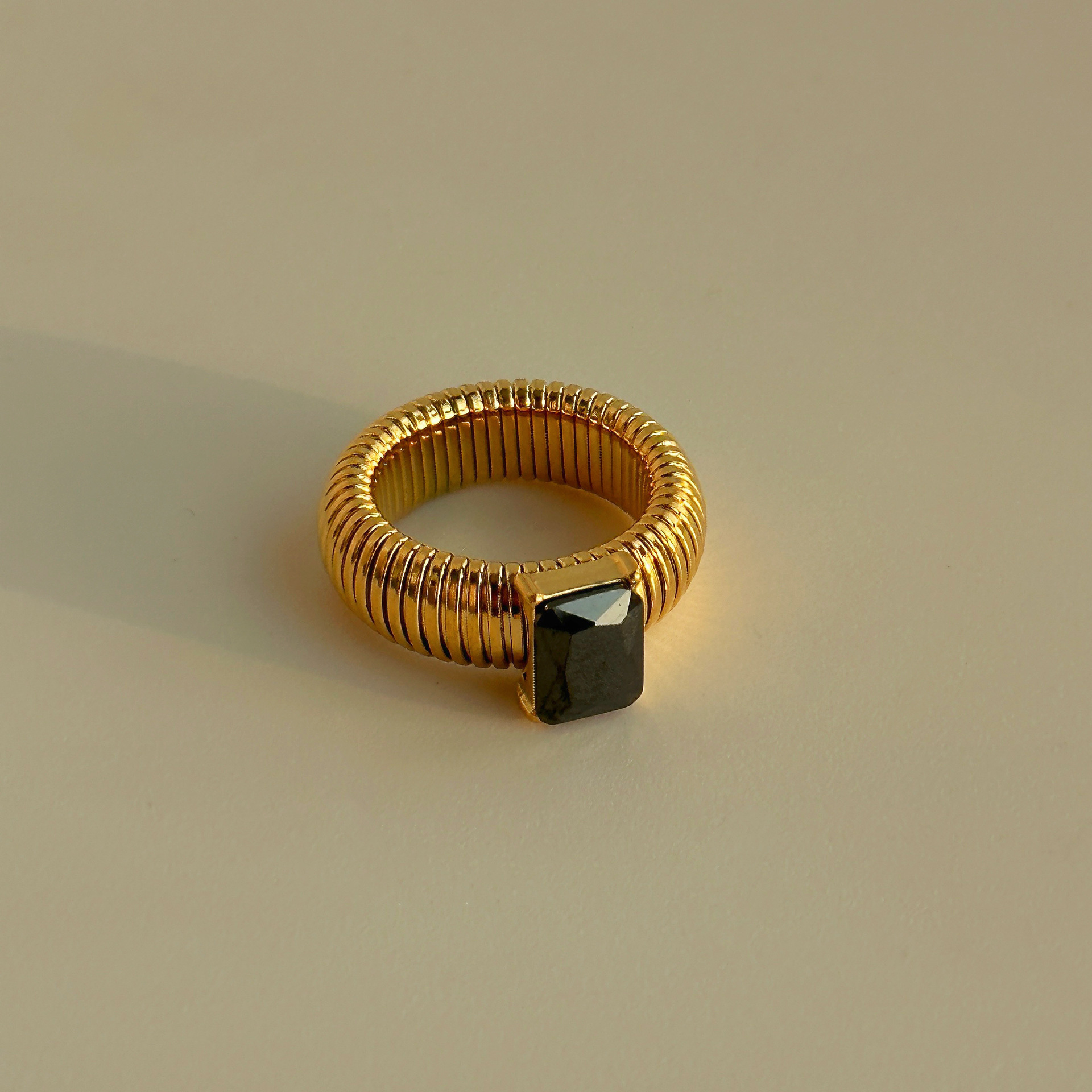 Anillos Punk exagerados de cristal multicolor para mujer, chapado en oro de 18 quilates, resistente al agua, anillo cuadrado grueso, joyería Vintage de hip hop: 6 / Azul