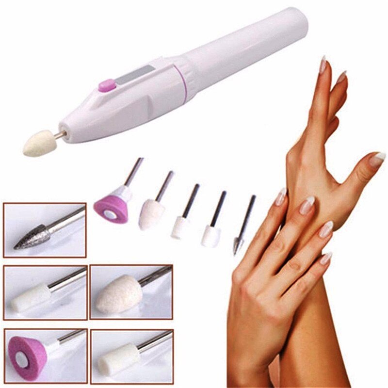 5 Bits Electric Nail File Drill Kit Tips Manicure Toenail Pedicure Salon Pen Shape Set Electric Manicure Nail Art File Beauty
