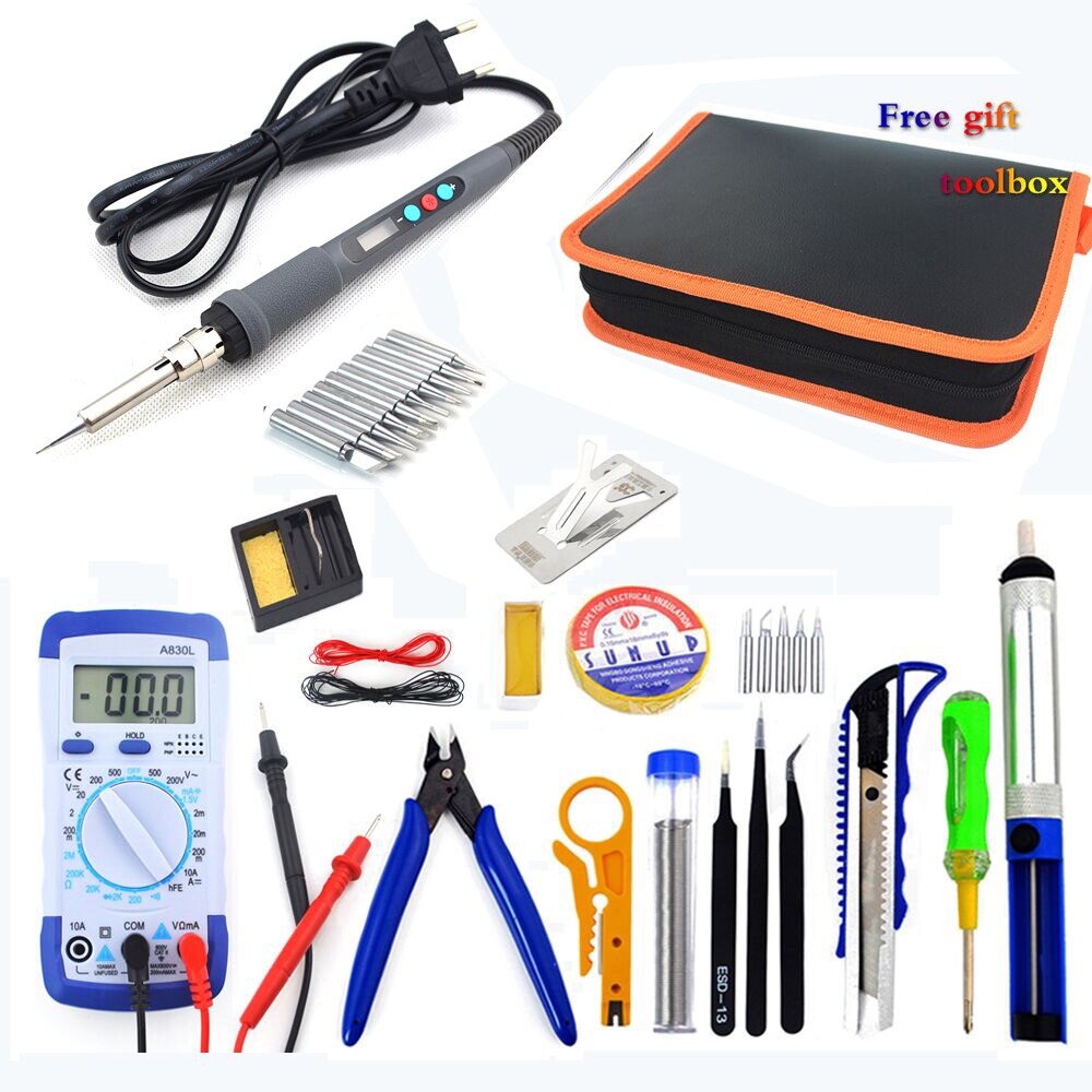 60W Constant Electric soldering iron temperature adjustable Welding Solder iron rework station soldering iron accessories 220V: 60W 10TIP Bag F
