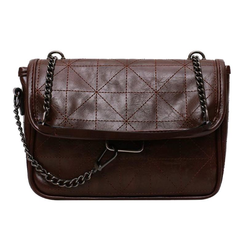 Schoudertas Voor Vrouwen Mode Retro Crossbody Handtas Zadeltas Vrouwen Solid Pu Lederen Ketting Schoudertas Messenger Bag: Coffee