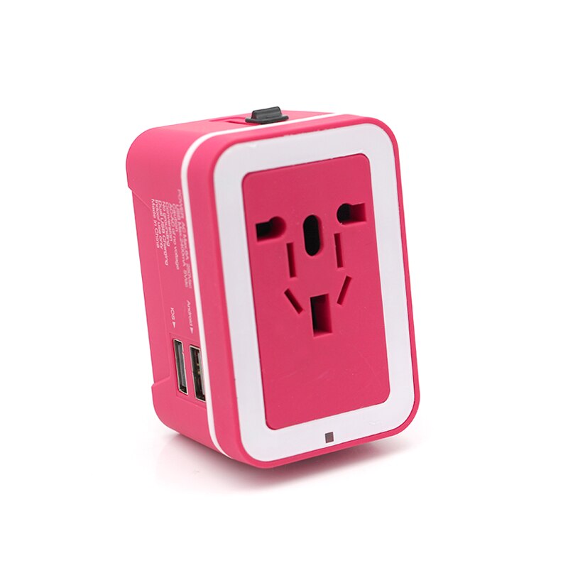 International Travel Adapter Red Blue Electric Plug Power Universal Socket Adapter 2 USB Power Charger Converter EU UK US AU: Red