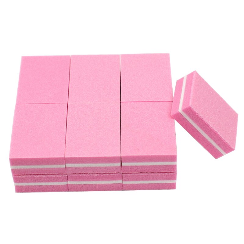 100pcs Mini Nail Buffer Block Sponge Small Nail File Sanding Sandpaper Nail Polish Polisher Nail Art Files Double Side Manicure: Pink