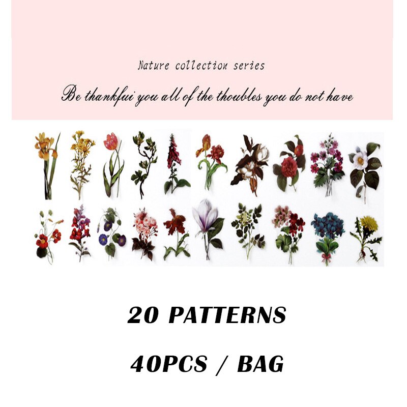 Lote de 12 unidades de pequeñas plantas frescas de la serie Coloffice Flower, pegatinas decorativas con forma especial para artículos de papelería, 1 unidad: Flower