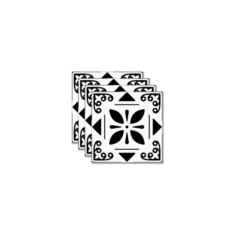 4 stuks zwart-witte bloem pvc keramische tegelstickers antislip keper vloerlijm  m0xd: 5