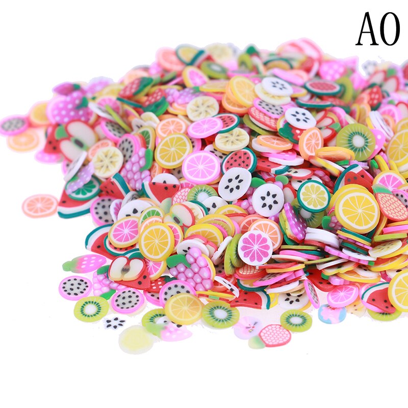 1000 Stück Plastilinzusatz Weiche Keramikfrucht Mischobstblätter DIY Klarschleim Tonne Nagel Schmuck Mobiler Schleim DIY Zubehör: A0