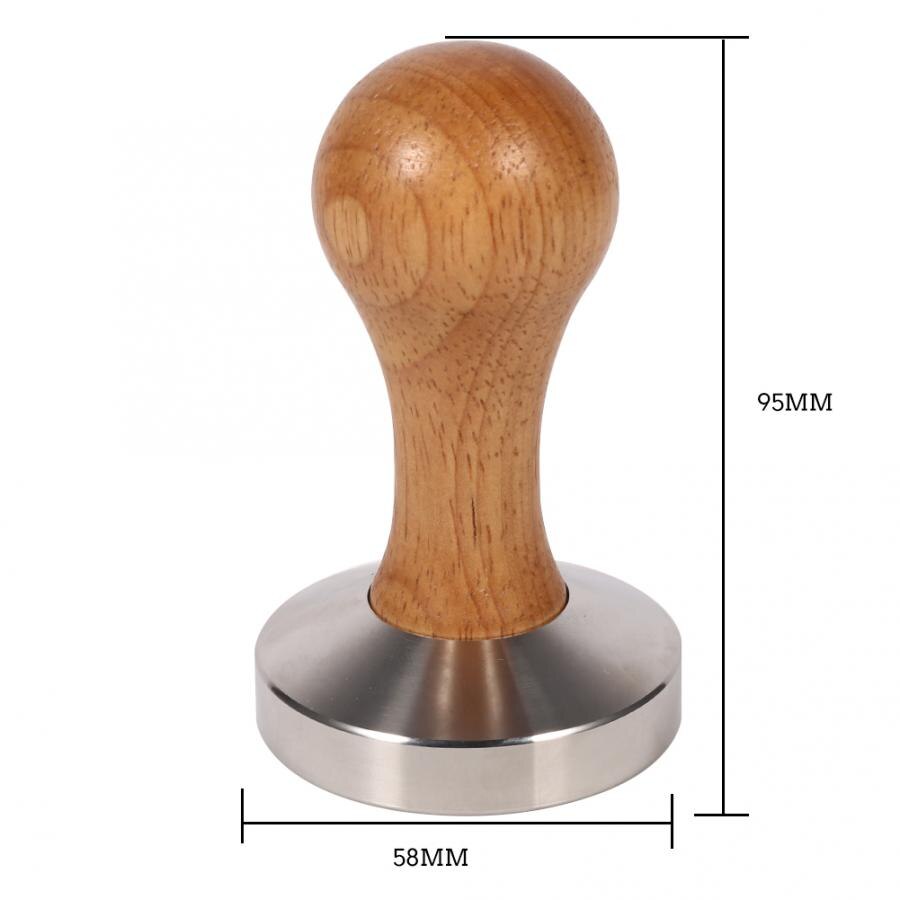 58mm flade baser rustfrit stål tamper espresso kaffe stamper træhåndtag køkken madlavningsværktøj multifunktionsværktøj