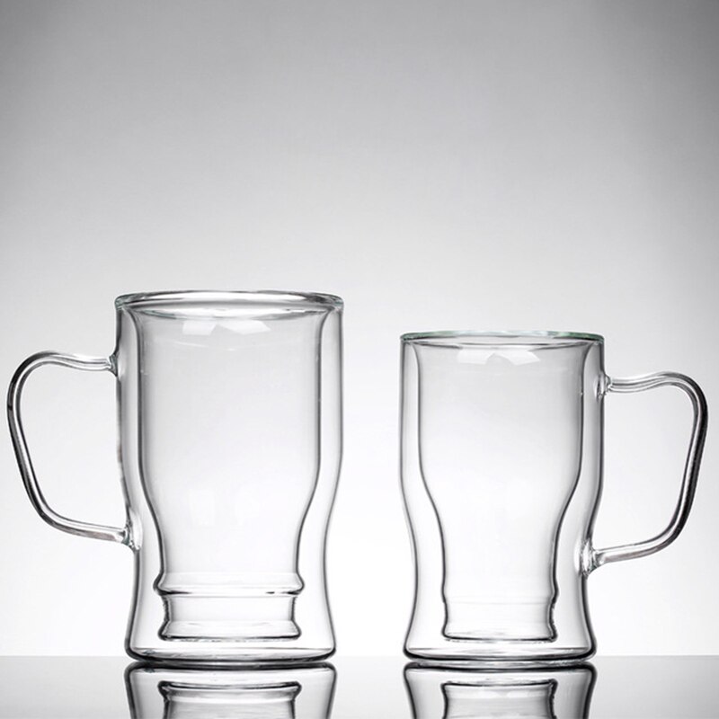 Double Walled Beer Glass Upside Down Inverted Drinking Transparent Wine Glass Cup Ceer For Coffee Drinking