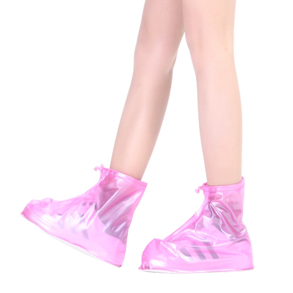 Skridsikker vandtæt regntæt pvc beskyttelse regnsko overtræk mellemrør genanvendeligt regnslag sko støvle til mænd kvinder overtrækssko: Rød / S