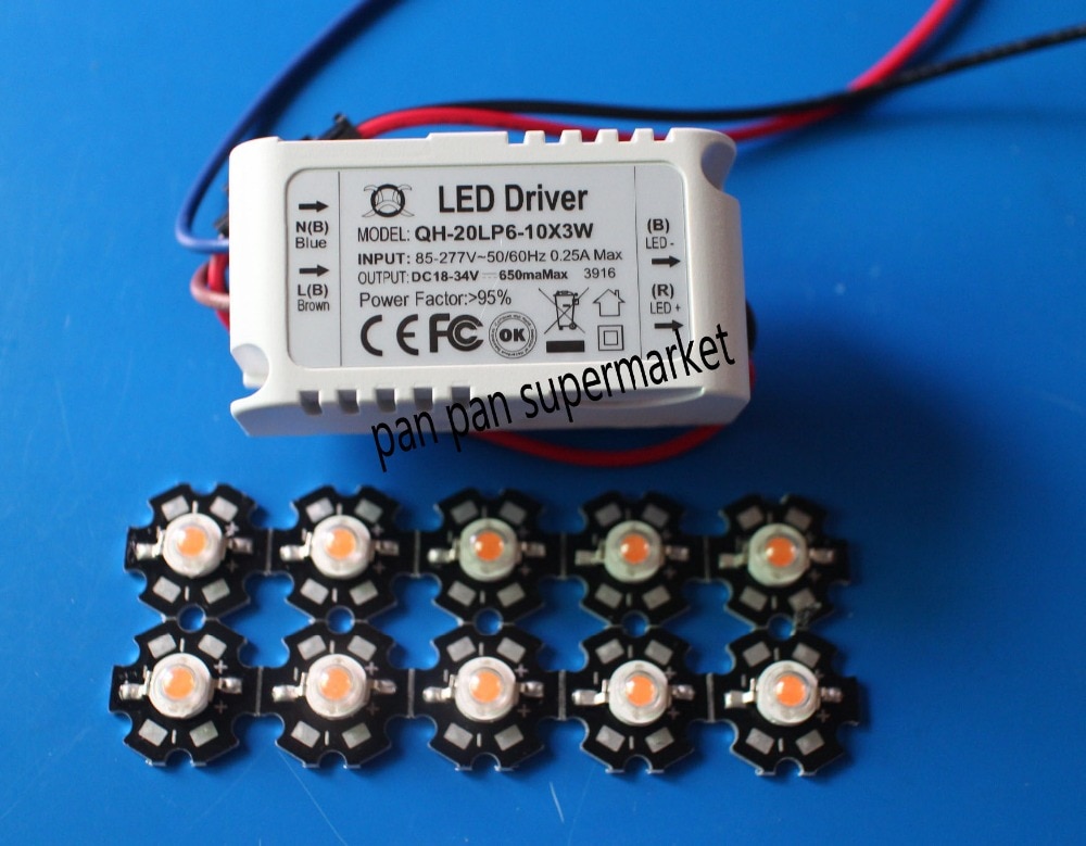 Led de espectro completo, luz blanca fría 6000k-6500k/Azul Real, 380-840nm, 1 unidad, 6-10x3w 600mA, bricolaje, 3w, 10 Uds.