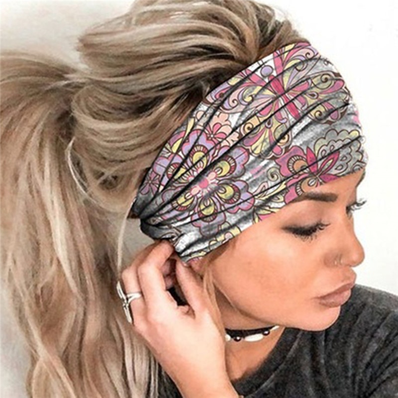 Pañuelo para correr al aire libre, cinta ancha para el pelo deportiva elástica para mujer, cinta para el pelo informal para Fitness, accesorios de ropa, diadema de ocio: Pink A