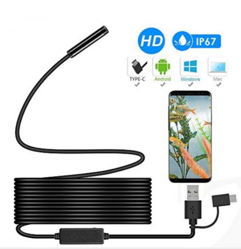 3in1 USB WIFI Dual USE Endoscope Camera For iphone and Android 8mm lens Wireless Inspection Borescope Camera: 5m / no wifi