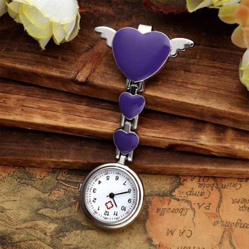 Relojes diales de bolsillo para enfermera, broche redondo de cuarzo con banda de Ángel, relojes colgantes para Doctor TT @ 88