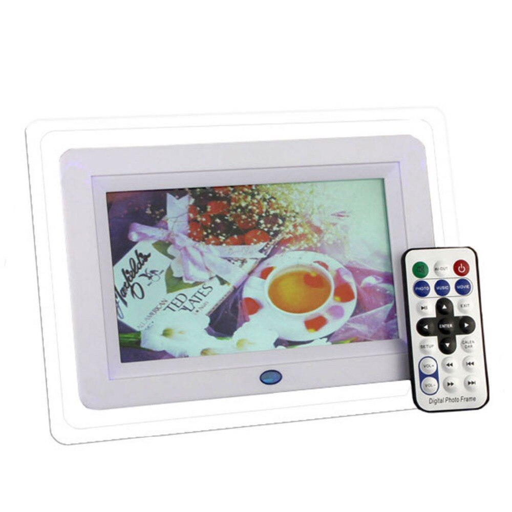 7 "TFT-LCD Multi-funktionale Digitale Foto Bild Film Rahmen MP3 MP4 Player Wecker Licht Blinkt Fernbedienung desktop