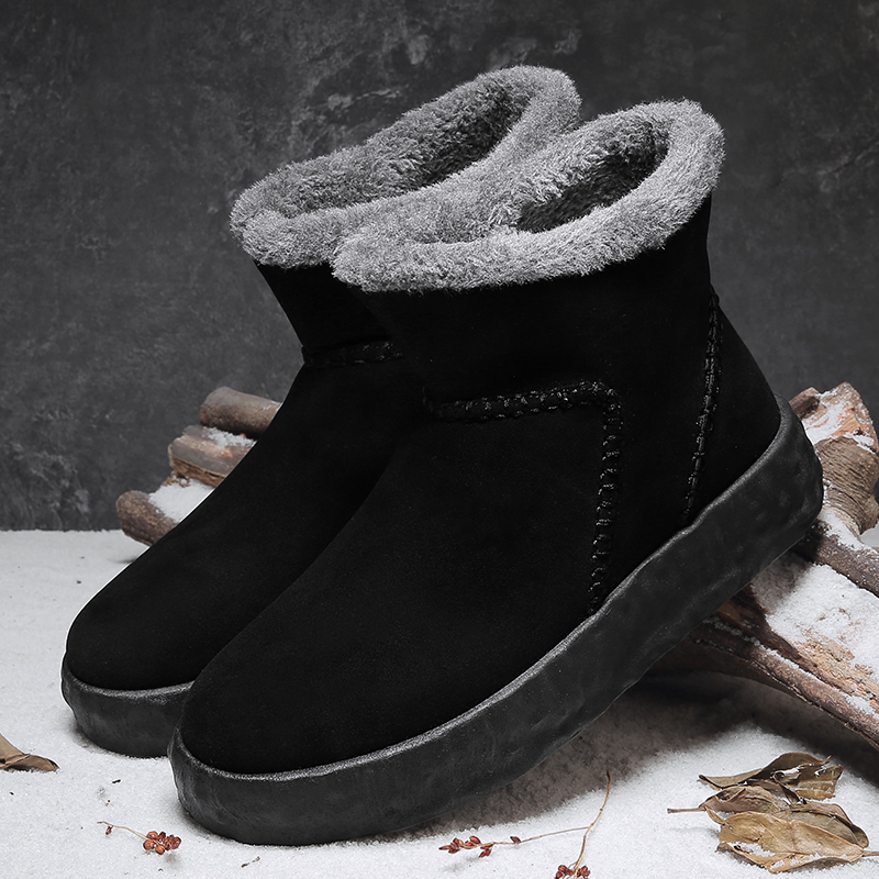 Stivali da uomo invernali con lacci stivali da neve in pelliccia calda stivaletti pelosi in pelle scamosciata impermeabili scarpe da uomo in peluche Fluff scarpe da esterno
