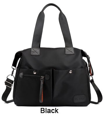 PILER Nylon Handbag - Waterproof Women's Tote - Single Strap - Doctor Shape - Zipper Closure: Black