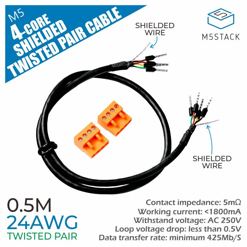 M5stack oficial 24awg 4-core blindado trançado par cabo linha de comunicação comunicação dados stp