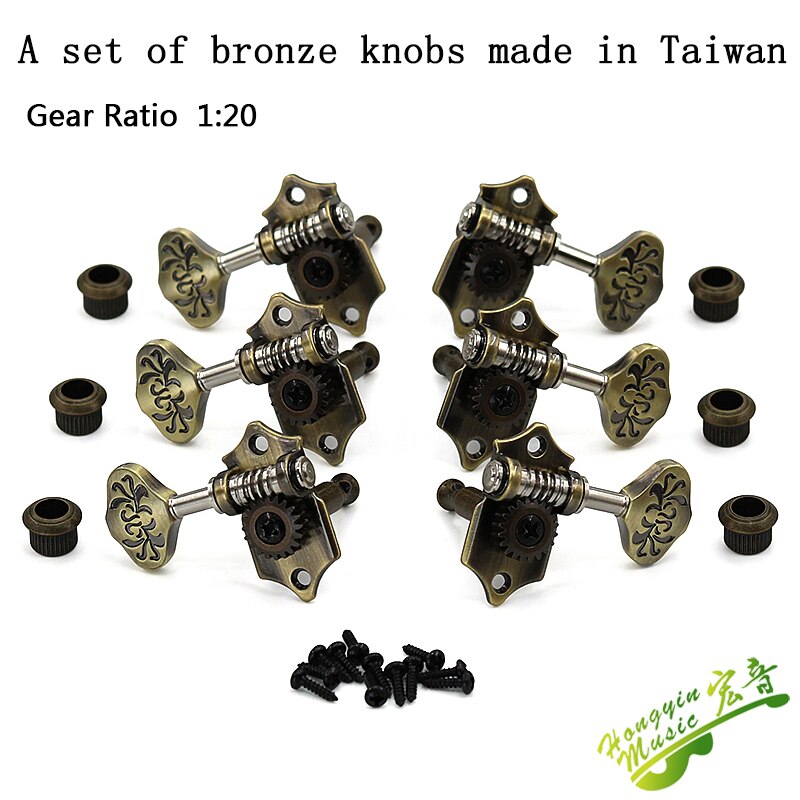 Taiwan produced electric folk guitar string button completely closed open gold silver copper black retro pattern imitation jade: TAIWAN DJ426AB-D6X
