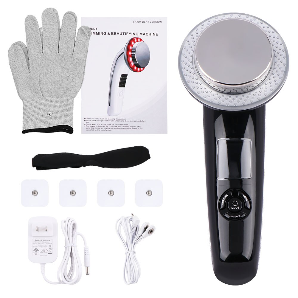 6 in1 led kropsslankende massageapparat digital skærm fedtforbrænder vægttab ultralyd kavitation anti cellulite infrarød enhed: Uk / Sort ingen kasse