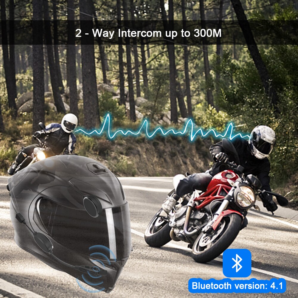 Ejeas  e300 bluetooth 4.2 motorcyklist hjelm headset intercom hovedtelefon aux 40mm højttaler 2 mobile enheder forbindelse