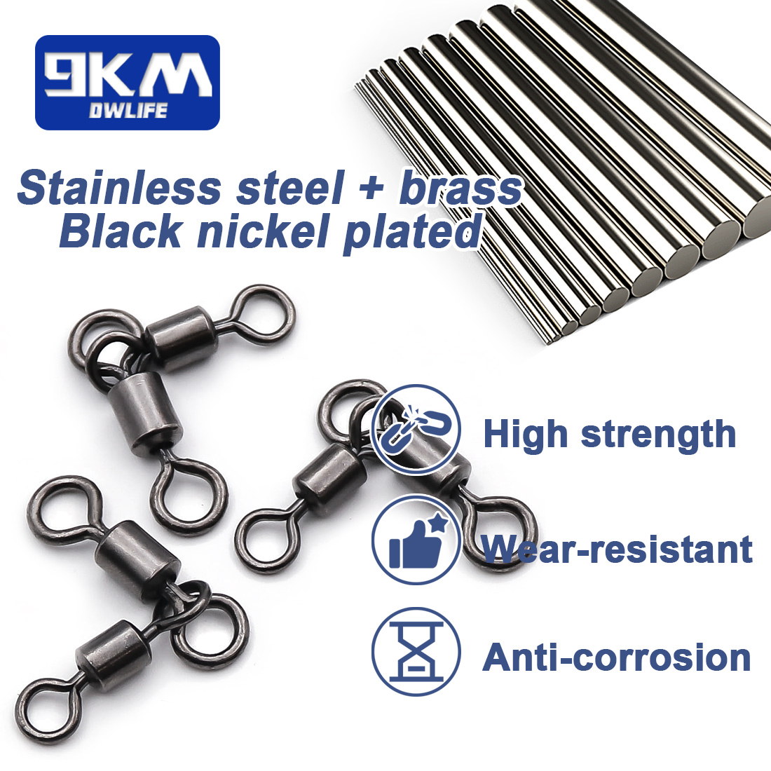 3 Way Swivels Fishing Crossline Swivel Saltwater 25~100Pcs Fishing Lures Ring Chain Connector Freshwater Trolling Catfish Rig