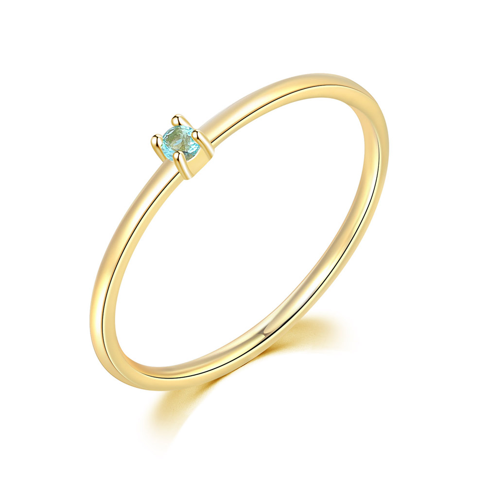 ZHOUYANG Koreanische Ringe F��r Frauen Gold Farbe Schmuck Hochzeit Engagement Ring Grohandel Weibliche Mdchen Liebe Schmuck R246: 6 / light blue 258