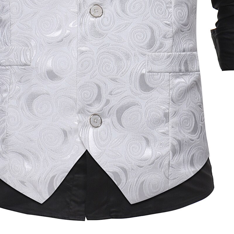 Chaleco de traje Floral blanco para hombre a estrenar ajustado de un solo pecho chaleco masculino hombres novio vestido de boda chalecos chaleco
