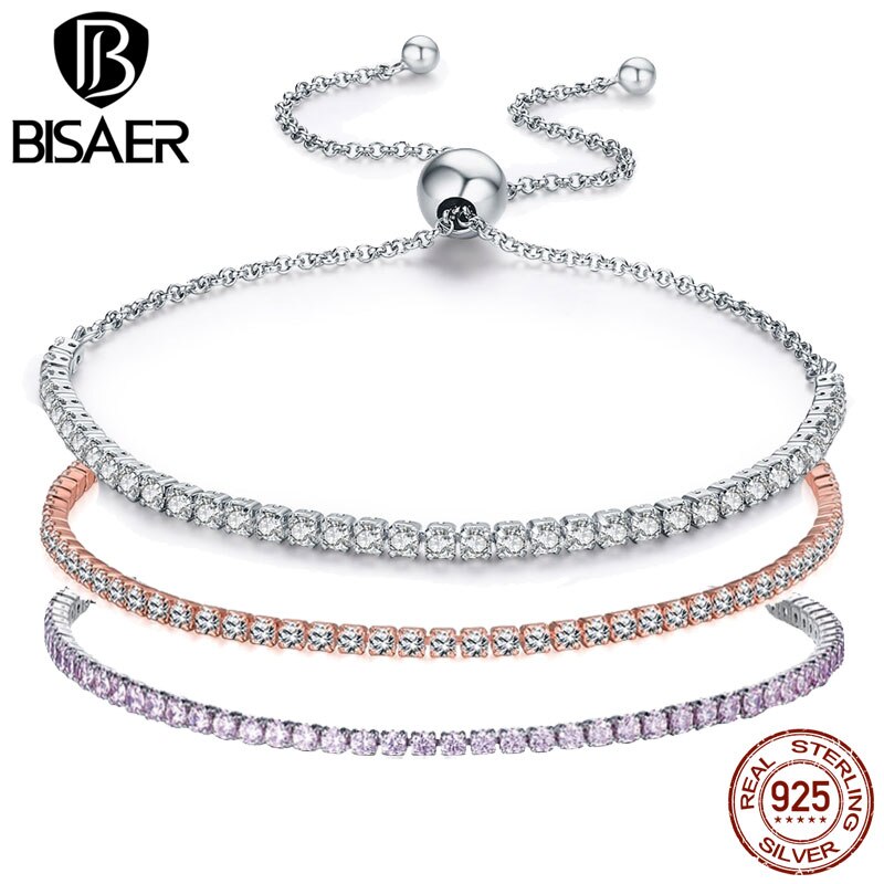 925 Sterling Zilver Sparkling Tennis Armband Ketting Strand Armbanden voor Vrouwen Luxe Originele Sterling Zilveren Sieraden GXB029