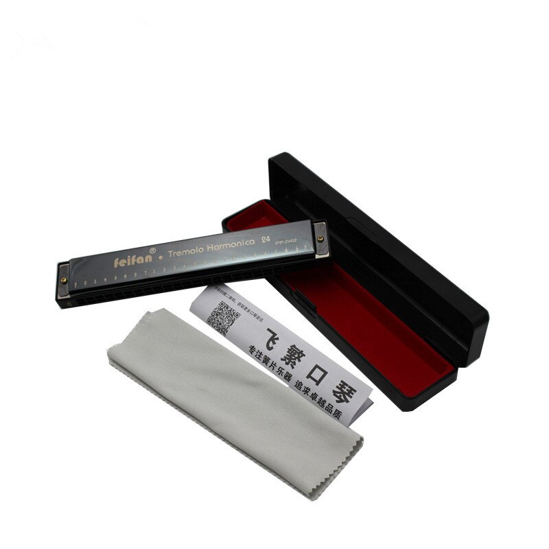 ZONAEL 24 holes Tremolo Harmonica Key of C harp Mouth Organ Musical Instruments Phosphor Bronze Reeds Woodwind Instruments: Black