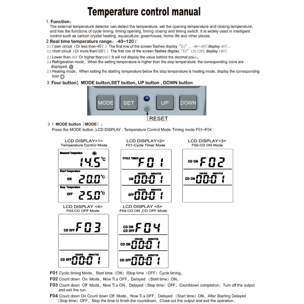 Termostato inteligente Salida de enchufe controlador de temperatura con temporizador interruptor sonda del Sensor Control Digital de enfriamiento de calefacción 110V 220V