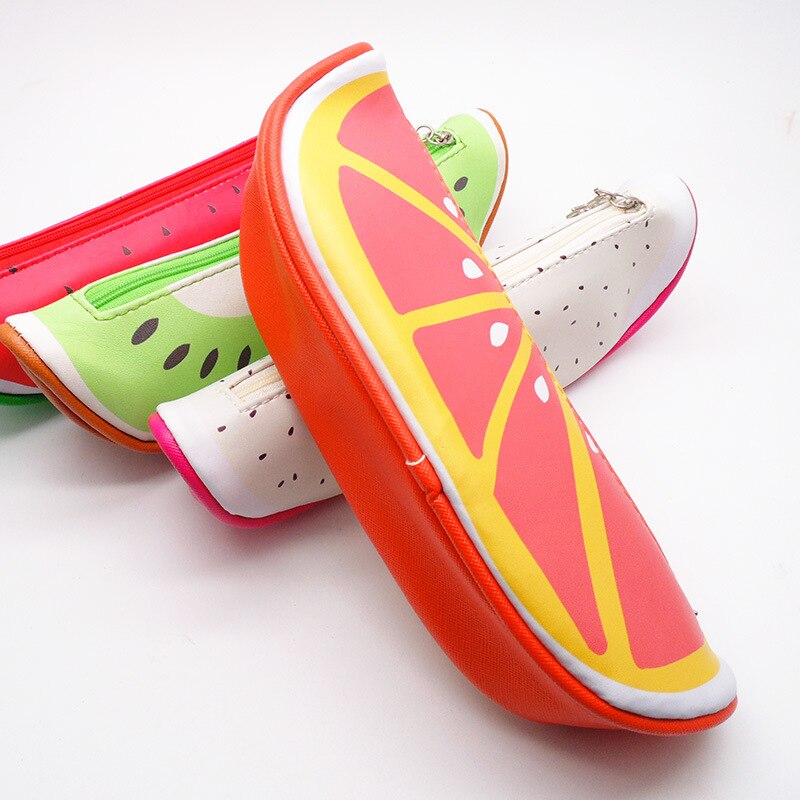 1 pc fruit pennenzak watermeloen sinaasappel kiwi opbergzak student schrijfwaren fruit schattige etui kinderen