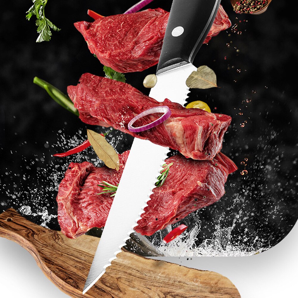 RZD cuchillo para carne de 4,5 pulgadas, juego de cubiertos de acero inoxidable para Chef, filo dentado, herramienta de vajilla para comida occidental