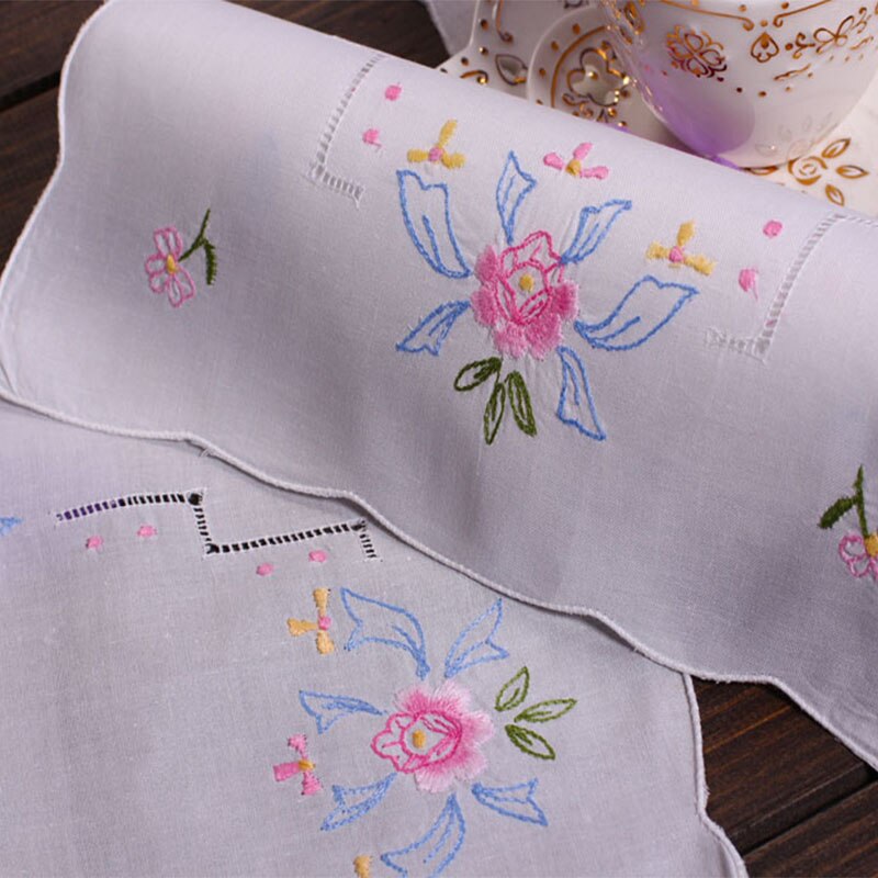 Alfombrilla de algodón bordada para mesa, posavasos de tela para taza, posavasos, Mantel Individual para bebidas de Navidad, para comedor, té y cocina