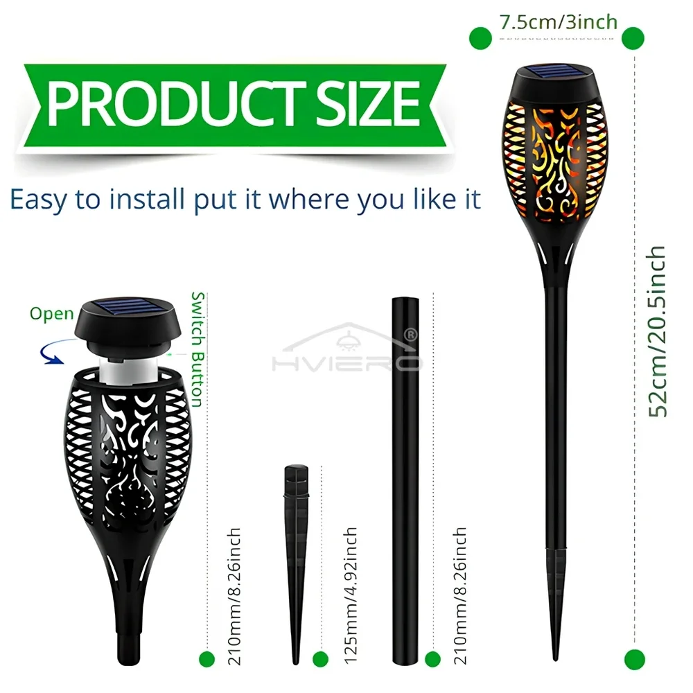 1/2/4/6/8PCS Outdoor Solar Flame Lights 12Led Flickering Garden Path Yard Patio Park Floor Decoration Landscape Lamps Waterproof
