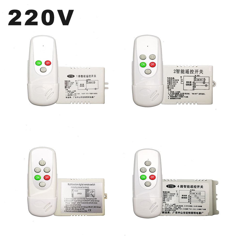 AC 220V 4 Manier 5 Stukken OP/OFF Multifunctionele Intelligente Digitale Lampen Draadloze Afstandsbediening Schakelaar voor Plafond kristallen Lamp