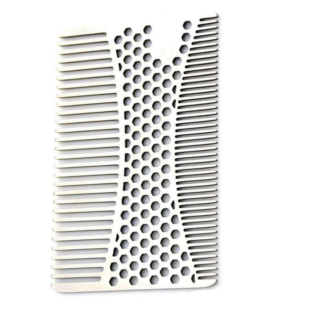 Stainless Steel Beard Comb Anti-static Mustache Brush Credit Card Size Comb Wallet Combs Hair Care Styling Tool