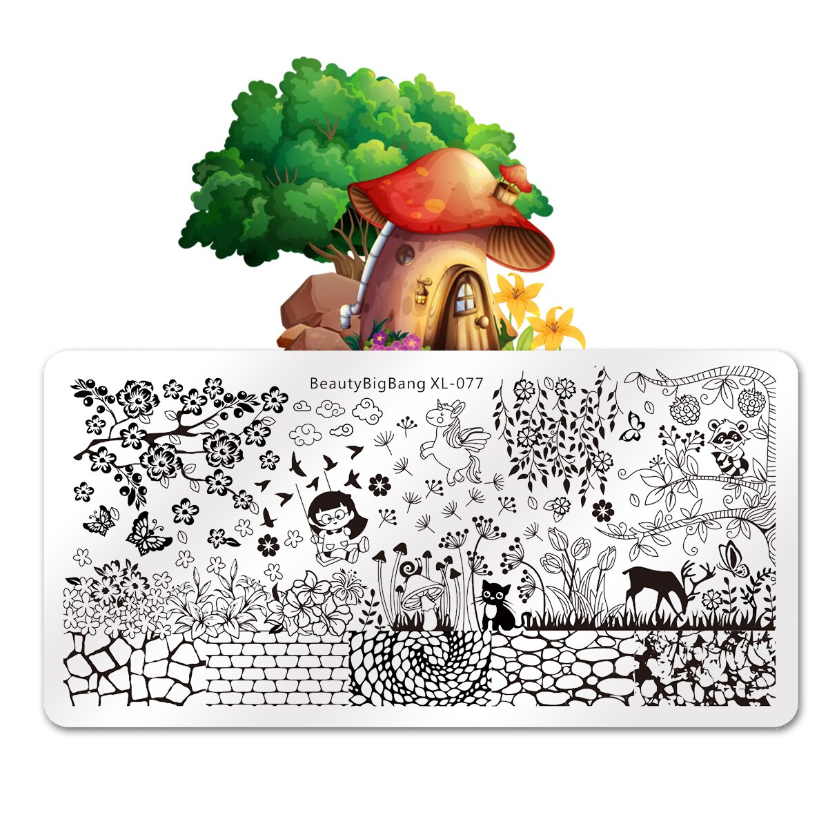 BeautyBigBang sirena del árbol de coco de placas de estampado para manicura sello plantillas 3D molde de estampado geométrico plantillas de manicura: B