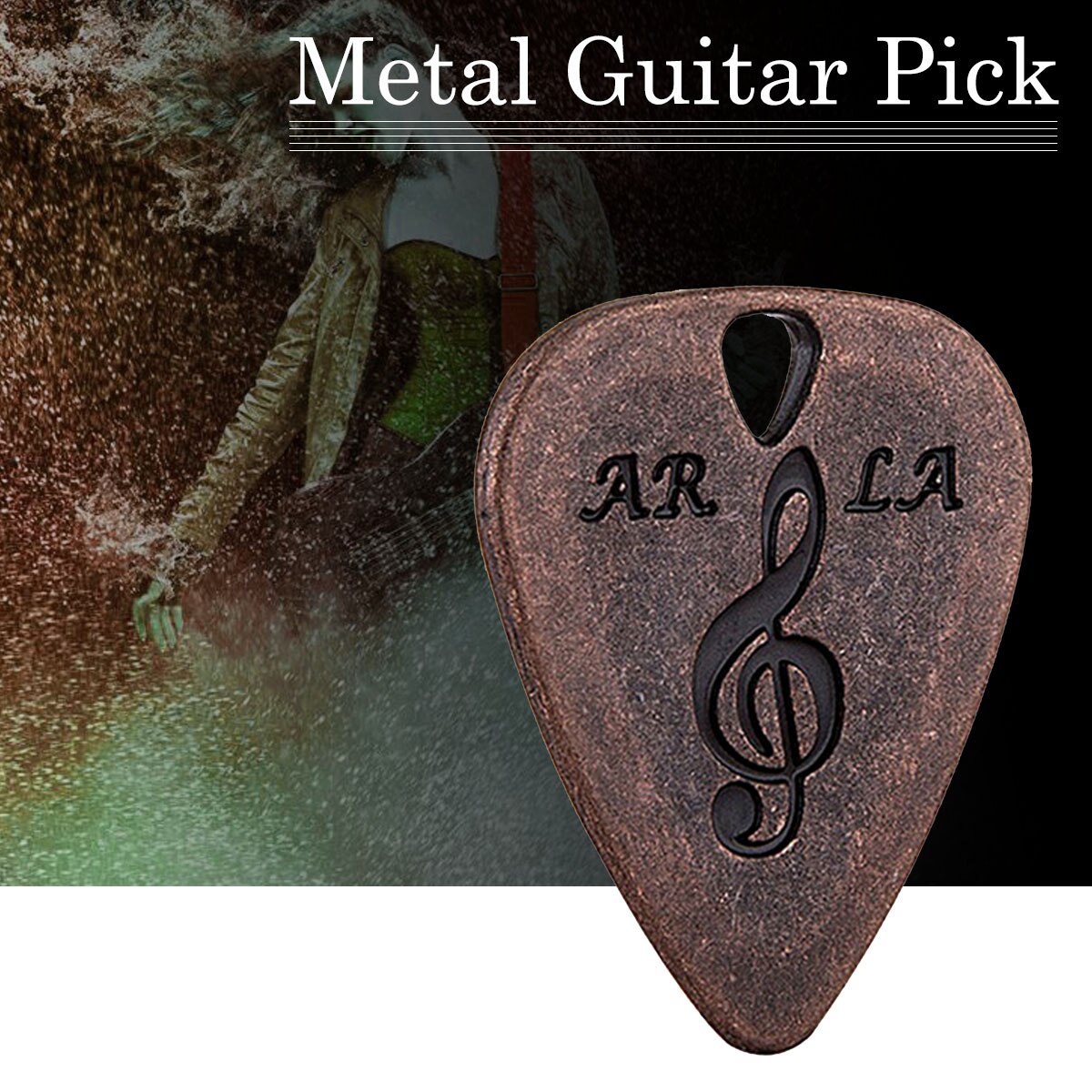 Fste -1 stk metal guitar pick 0.38mm tynde holdbare sølv farve bas ukelele guitar picks
