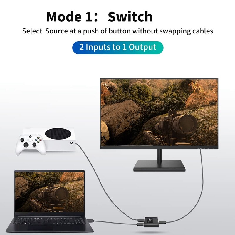 HD Switch 4K @30HZ Switcher Two-in One-Out HD Video 1 in and 2 Out Intelligent Two-Way Switching
