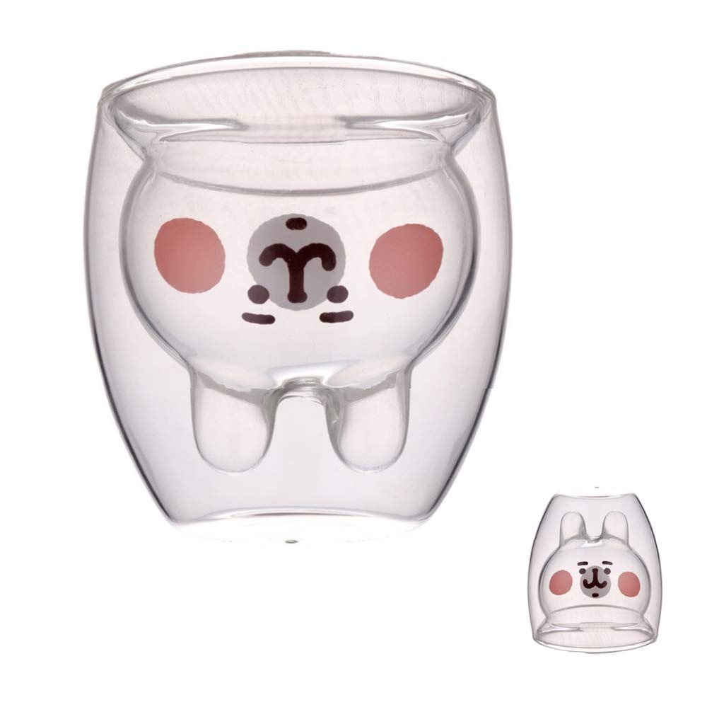 Grappige dieren dubbelwandige glazen beker kerst koffiemok melkglas hittebestendig loodvrij glas verre dubbele paroi: Roze konijn