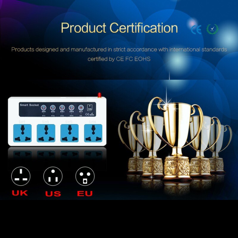 SC4 SC3 GSM 4 Outlets Draadloze Smart Switch Power Plug socket met temperatuur sensor GSM Sim-kaart Telefoon/Call /SMS Afstandsbediening