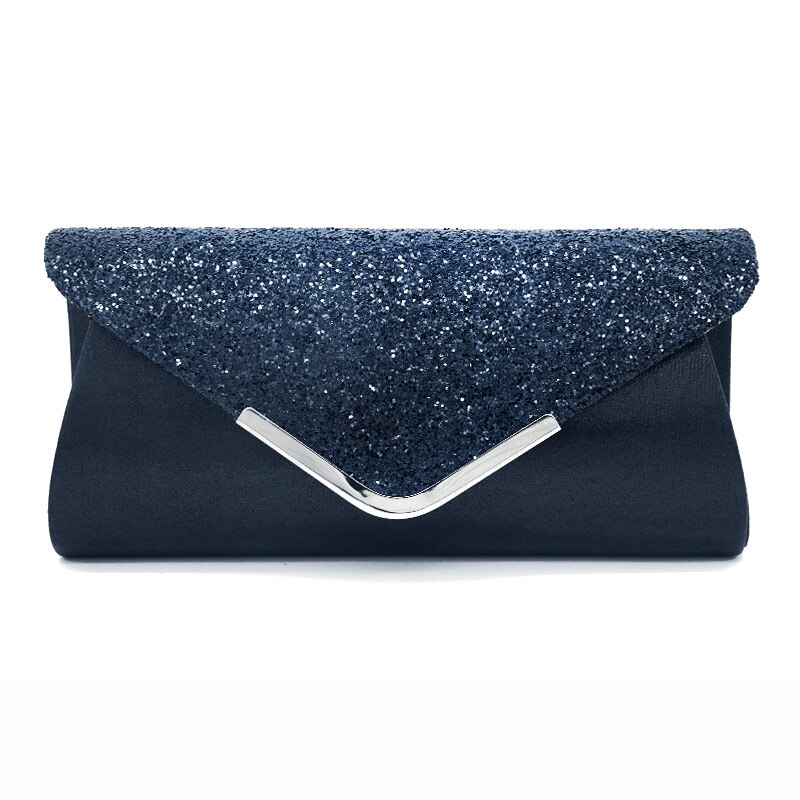 Nova mulher brilho shimmer bolsa envelope senhoras lantejoulas festa à noite baile de formatura saco embreagem inteligente: Azul profundo