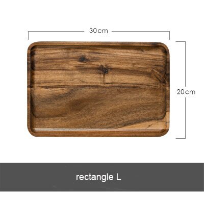 Natuurlijke Hout Acacia Plaat Rechthoek Houten Thee Dienblad Tafel Plaat Snacks Voedsel Opslag Schotel: rectangle L