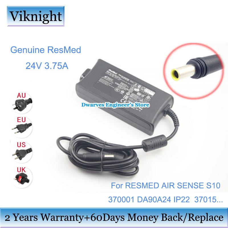 ResMed 370001 24V 3,75 A 90W AC ADAPTER IP22 Für ResMed LUFT GEFÜHL S10 10 AIR KURVE S10 LUFT GEFÜHL 1 370002 37015 R370-7232 DA90A24
